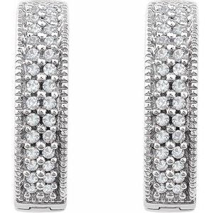 14K White 1/4 CTW Natural Diamond Hoop Earrings - BN & CO JEWELRY