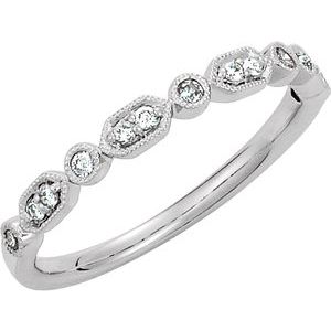 14K White 1/8 CTW Natural Diamond Stackable Ring - BN & CO JEWELRY