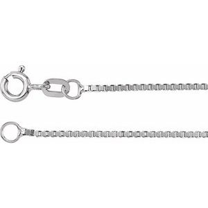 Rhodium-Plated Sterling Silver 1 mm Solid Box 16" Chain - BN & CO JEWELRY