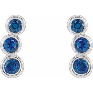 14K White Natural Blue Sapphire Ear Climbers - BN & CO JEWELRY