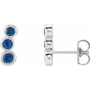 14K White Natural Blue Sapphire Ear Climbers - BN & CO JEWELRY