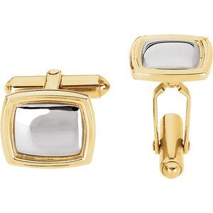 14K Yellow/White 14x16 mm Square Cuff Links - BN & CO JEWELRY