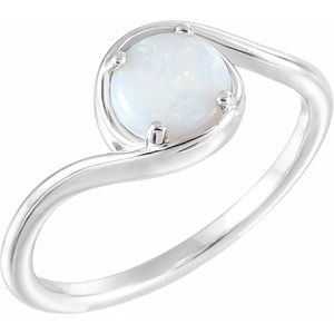14K White Natural Opal Bypass Ring - BN & CO JEWELRY