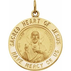 14K Yellow 22 mm Round Sacred Heart of Jesus Medal - BN & CO JEWELRY