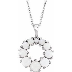 Sterling Silver Natural Opal Halo-Style 18" Necklace - BN & CO JEWELRY