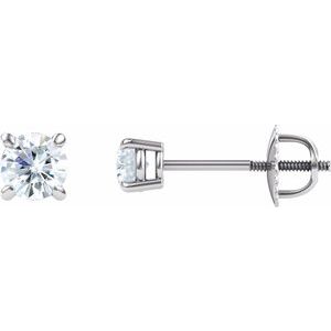 14K White 4 mm Round Forever Oneâ„¢ Lab-Grown Moissanite Earrings - BN & CO JEWELRY