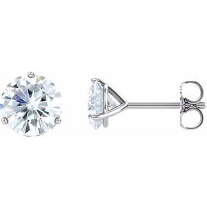 14K White 6.5 mm Round Forever Oneâ„¢ Lab-Grown Colorless Moissanite Earrings - BN & CO JEWELRY
