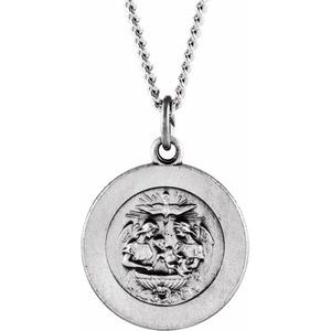 Sterling Silver 15 mm Baptism Medal 18" Necklace - BN & CO JEWELRY