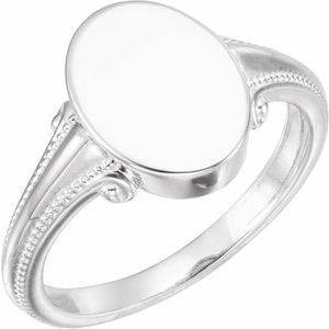 Sterling Silver 13x9.65 mm Oval Signet Ring - BN & CO JEWELRY