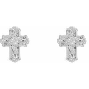 Sterling Silver Floral-Inspired Cross Earrings - BN & CO JEWELRY