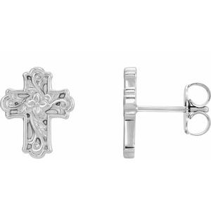 Sterling Silver Floral-Inspired Cross Earrings - BN & CO JEWELRY