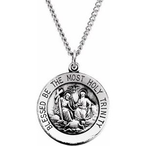 Sterling Silver 18 mm Round Holy Trinity 18" Necklace - BN & CO JEWELRY