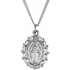 Sterling Silver 13x11 mm Miraculous Medal 18" Necklace - BN & CO JEWELRY