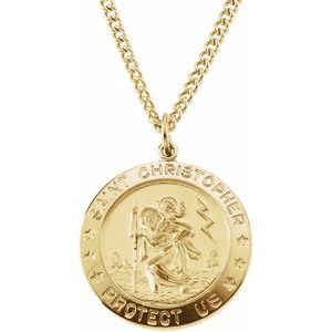 Yellow Gold Filled 25 mm St. Christopher Medal 24" Necklace - BN & CO JEWELRY