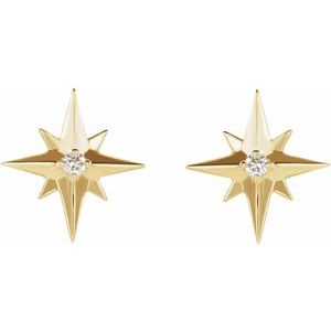 14K Yellow .03 CTW Natural Diamond Star Earrings - BN & CO JEWELRY