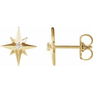 14K Yellow .03 CTW Natural Diamond Star Earrings - BN & CO JEWELRY