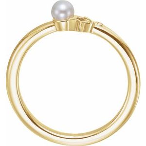 14K Yellow Freshwater Cultured Pearl Youth Double Star Ring - BN & CO JEWELRY