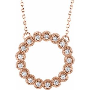 14K Rose 1/5 CTW Natural Diamond Circle 16-18" Necklace - BN & CO JEWELRY