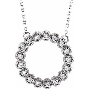 Sterling Silver 1/5 CTW Natural Diamond Circle 16-18" Necklace - BN & CO JEWELRY