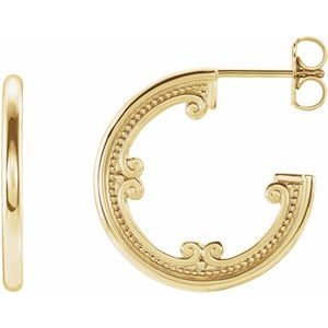 14K Yellow 20 mm Vintage-Inspired Hoop Earrings - BN & CO JEWELRY