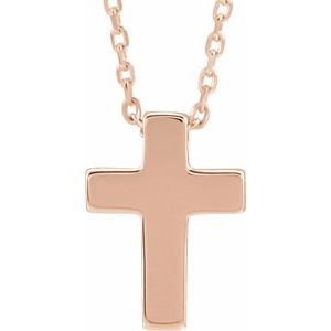 14K Rose Petite Cross 16-18" Necklace - BN & CO JEWELRY