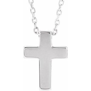 Sterling Silver Petite Cross 16-18" Necklace - BN & CO JEWELRY