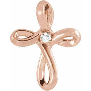 14K Rose .015 CTW Natural Diamond Cross Pendant - BN & CO JEWELRY
