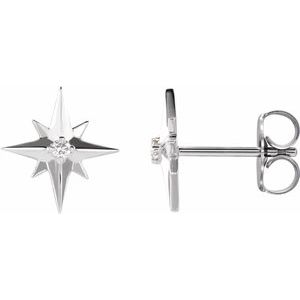 14K White .03 CTW Natural Diamond Star Earrings - BN & CO JEWELRY