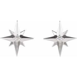 14K White .03 CTW Natural Diamond Star Earrings - BN & CO JEWELRY