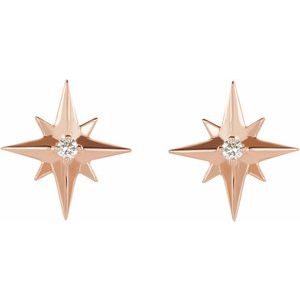 14K Rose .03 CTW Natural Diamond Star Earrings - BN & CO JEWELRY