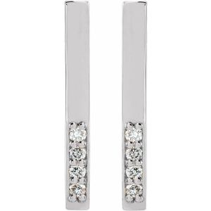 14K White .07 CTW Natural Diamond Bar Earrings - BN & CO JEWELRY
