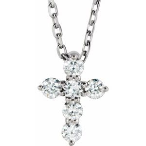 Sterling Silver 1/6 CTW Natural Diamond Cross 16-18" Necklace - BN & CO JEWELRY