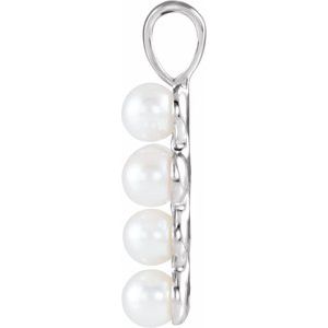 Sterling Silver Cultured White Freshwater Pearl Cross Pendant - BN & CO JEWELRY