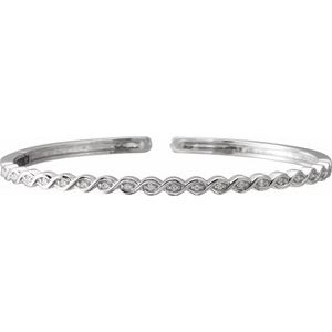 14K White 1/6 CTW Natural Diamond Stackable Bangle 7" Bracelet - BN & CO JEWELRY