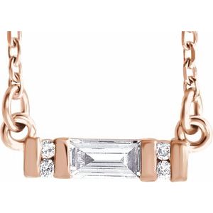 14K Rose 1/10 CTW Natural Diamond Bar 16-18" Necklace - BN & CO JEWELRY