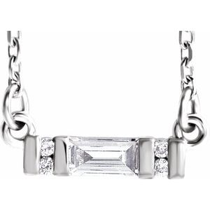 14K White 1/10 CTW Natural Diamond Bar 16-18" Necklace - BN & CO JEWELRY