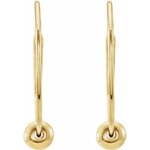14K Yellow Youth Hoop Earrings with Bead - BN & CO JEWELRY