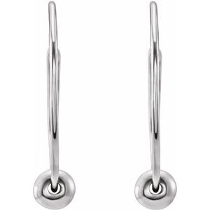 14K White Youth Hoop Earrings with Bead - BN & CO JEWELRY