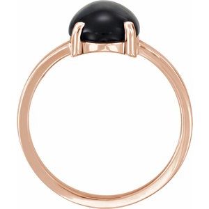 14K Rose 10x8 mm Oval Natural Black Onyx Cabochon Ring - BN & CO JEWELRY