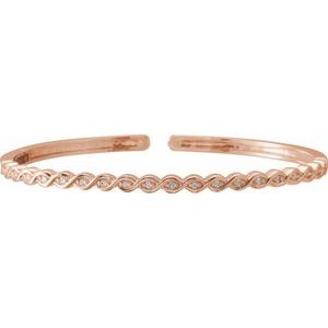 14K Rose 1/6 CTW Natural Diamond Stackable Bangle 7" Bracelet - BN & CO JEWELRY