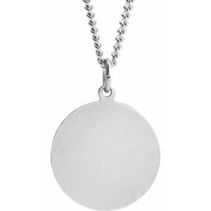 Sterling Silver 25 mm Round Sacred Heart of Jesus 24" Necklace - BN & CO JEWELRY