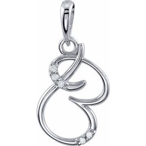 14K White .025 CTW Diamond Initial B Pendant - BN & CO JEWELRY