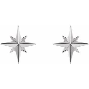 14K White Star Earrings - BN & CO JEWELRY