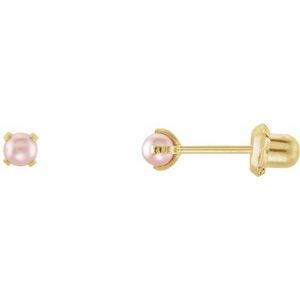 14K Yellow Imitation Pink Pearl Piercing Earrings - BN & CO JEWELRY