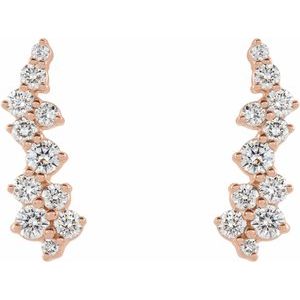 14K Rose 3/8 CTW Diamond Ear Climbers - BN & CO JEWELRY