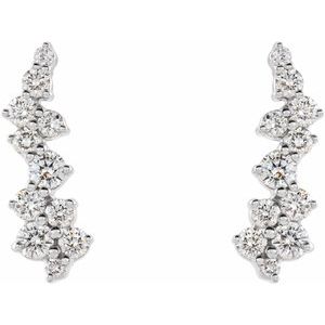14K White 3/8 CTW Diamond Ear Climbers - BN & CO JEWELRY
