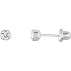 Titanium Imitation White Crystal Bezel-Set Piercing Earrings - BN & CO JEWELRY