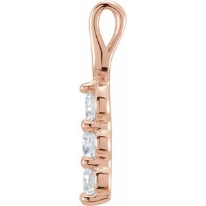 14K Rose 1/3 CTW Natural Diamond Three-Stone Pendant - BN & CO JEWELRY