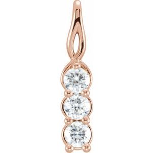 14K Rose 1/3 CTW Natural Diamond Three-Stone Pendant - BN & CO JEWELRY