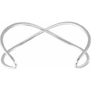 14K White 3/4 CTW Natural Diamond Criss-Cross Cuff 7" Bracelet - BN & CO JEWELRY